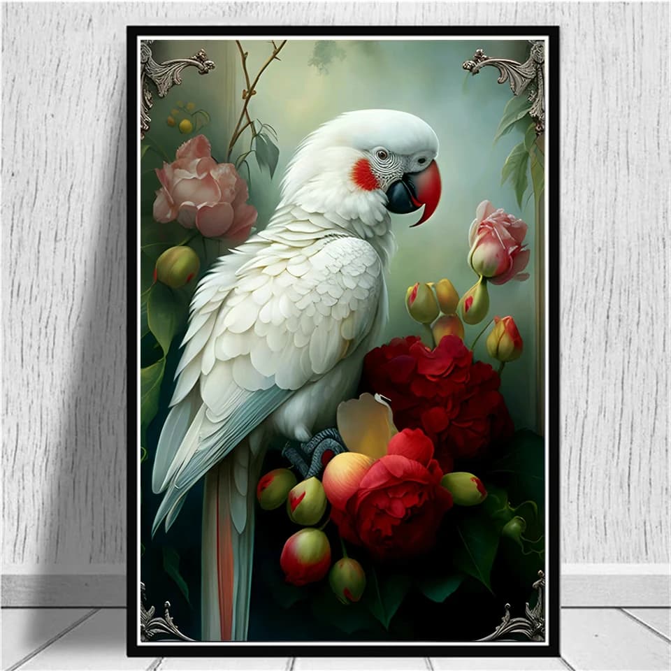 5d Diy Diamond Painting Red Parrot Cross Stitch Kit Mosaic Colorful Bird Square/Round Home Decor Embroidery Picture E549