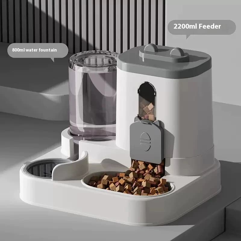 Set Dispenser Automatico 2-in-1 per Cibo e Acqua CV, Ciotola Universale per Cani e Gatti
