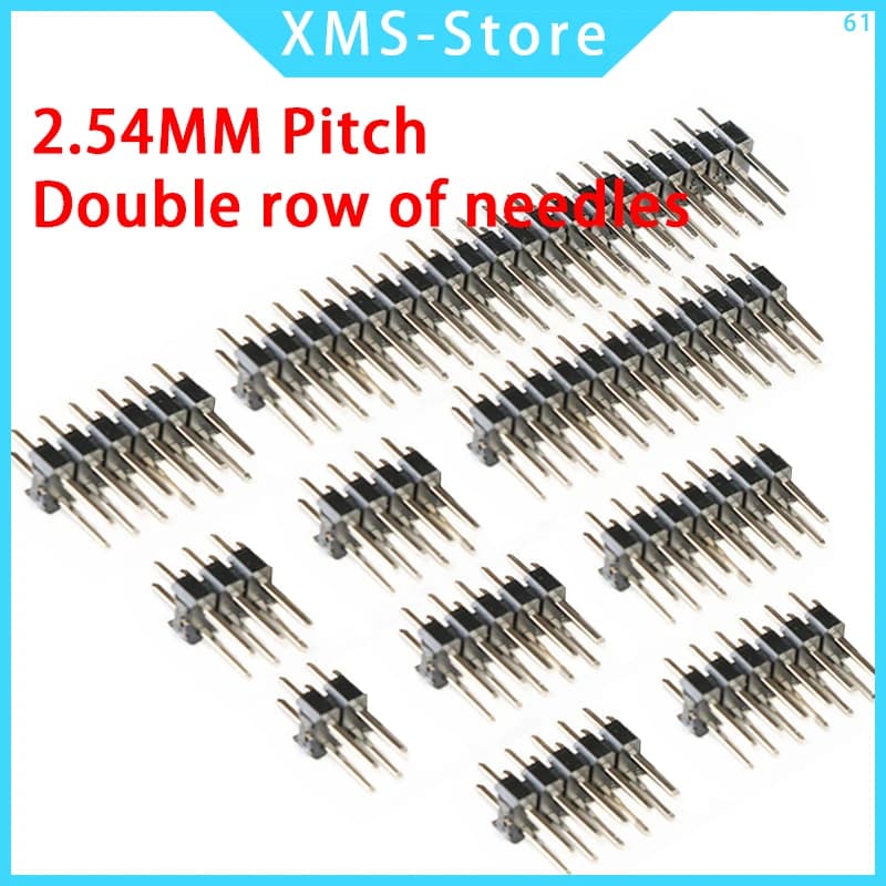 Connettore a doppia fila da 2,54 mm per scheda PCB, pin header in rame placcato oro, da 2/3/4/5/6/8/10/12/20/40 pin per Arduino