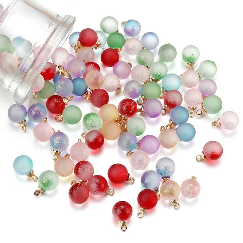 30 pz/lotto Perline di Vetro Pendenti E Ciondoli 8mm Colorato Punto D'oro Sfera Rotonda Perline Pendenti Per Gioielli FAI DA TE Che Fanno Collana Dell'orecchino
