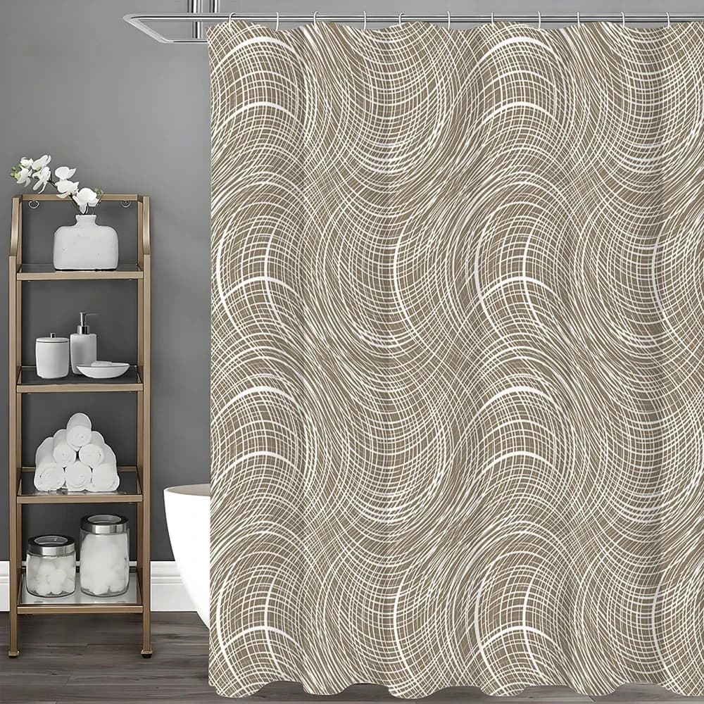 Tenda da doccia con motivo marrone, tenda da doccia decorativa per bagno, tenda da doccia impermeabile con ganci