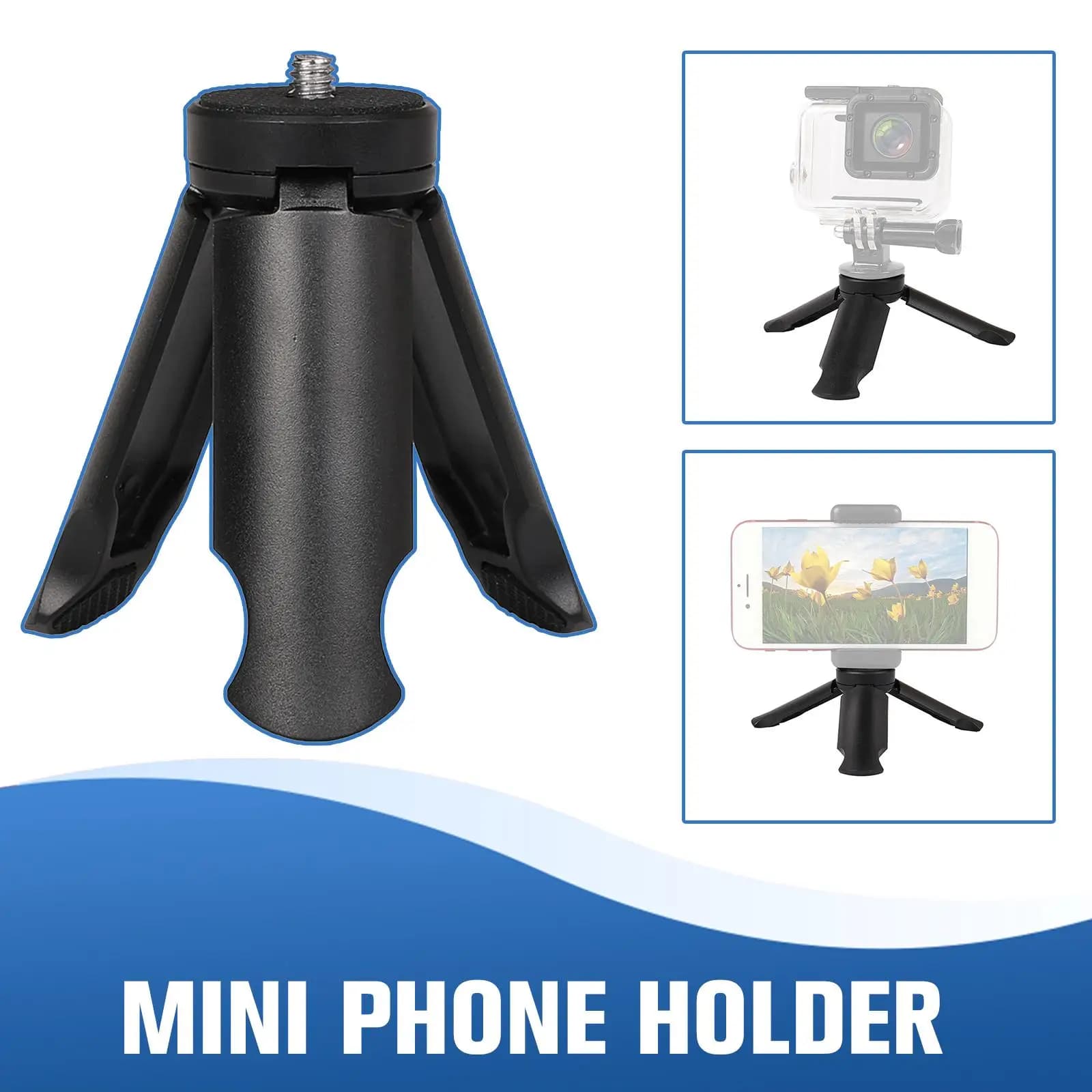 Mini treppiede pieghevole per fotografia, supporto per fotocamera, supporto da tavolo, treppiede tascabile in plastica per supporto per fotocamera da telefono, luce H2Q0