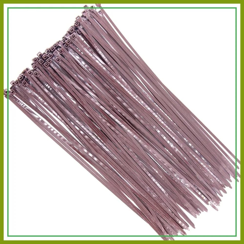 Fascette stringicavo marroni da 16 pollici, resistenti, confezione da 100, forza di tenuta 60 libbre, per giardinaggio all'aperto, supporto piante, decorazioni per feste