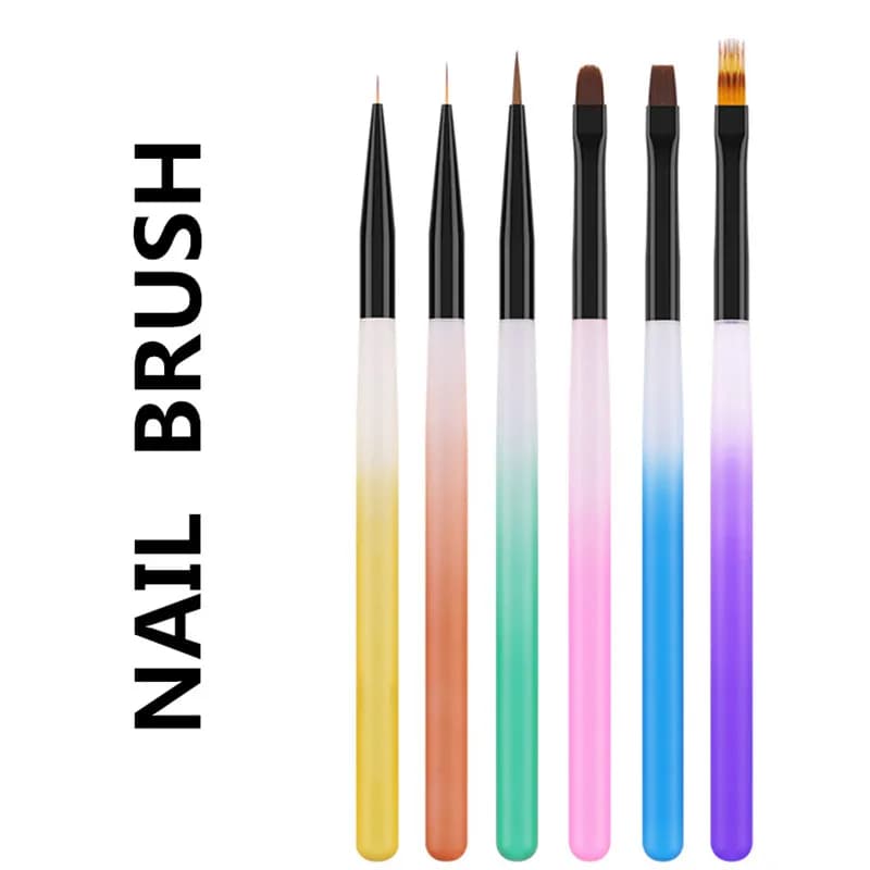 Pennelli per Nail Art 6 Stili, Pennello Liner per Unghie, Penna per Pittura Unghie, Pennelli per Gel UV Acrilico, Spatola per Manicure Effetto Ombre in Cristallo, Strumento Polygel