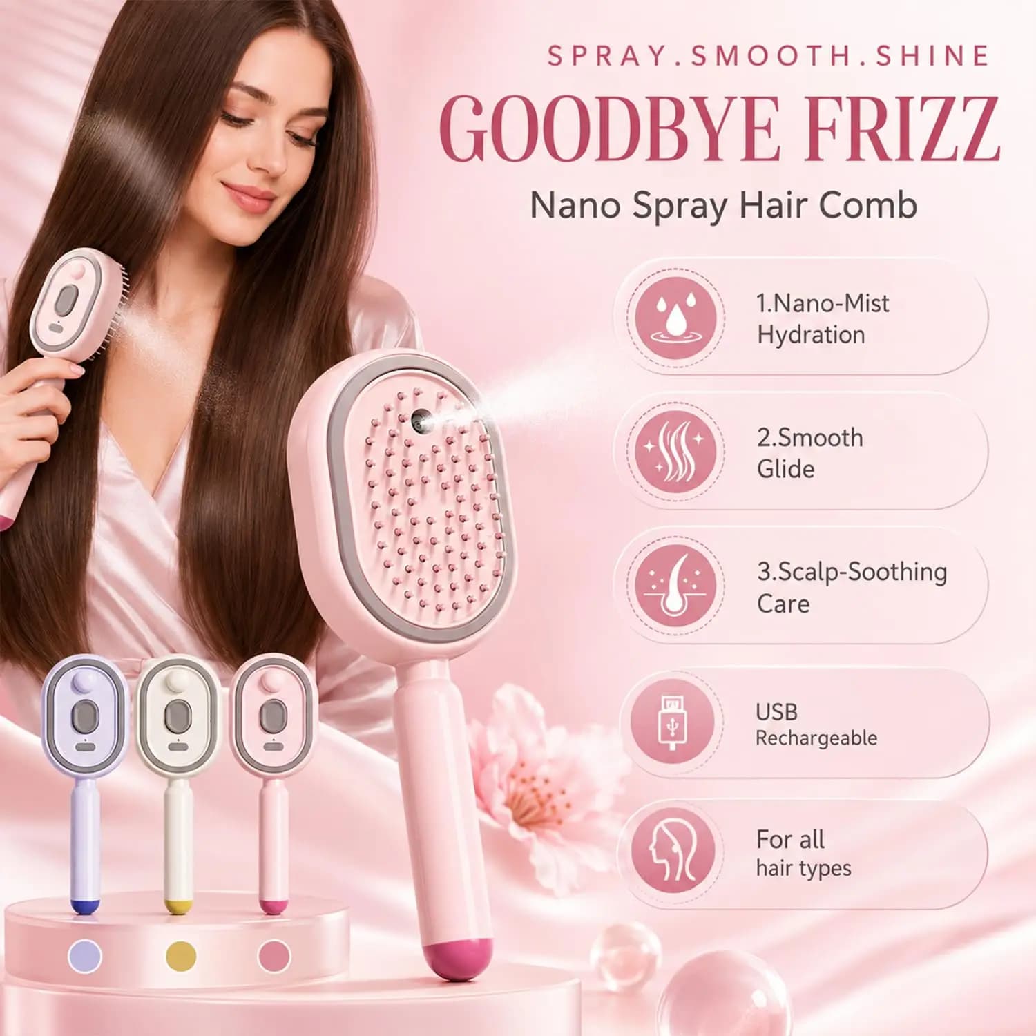 Electric Brush in Vapore 2026 for Leasing Hair, Electric Spray Brush with Air Cushion for Massage, Rechargeable Vapore Brush