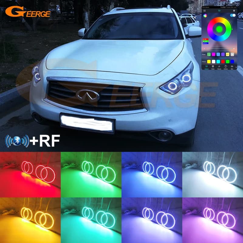 Per Infiniti FX FX30 FX35 FX37 FX50 QX70 2009 2010 - 2016 2017 APP Bluetooth Kit Angel Eyes LED RGB multicolore ultra luminoso