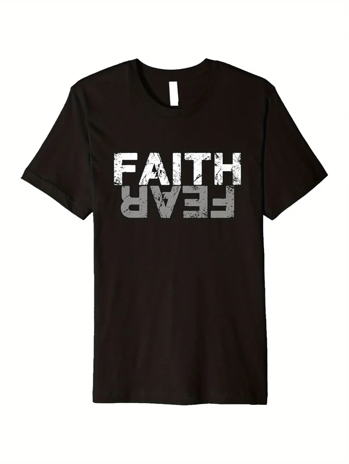T-shirt Faith Over Fear - 100% cotone, girocollo, escursionismo/corsa/uso quotidiano