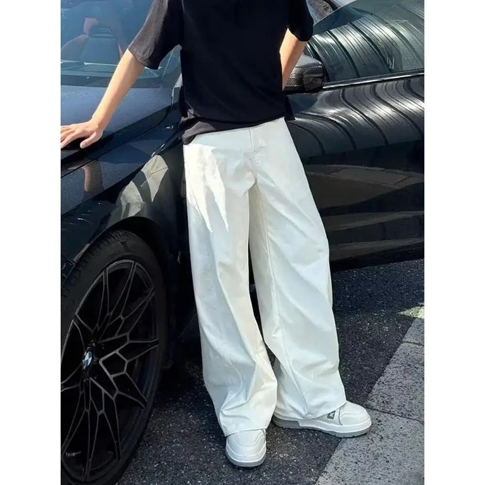 Vita alta Loose Fit Jeans a gamba dritta Pantaloni lunghi casual da donna Autunno 2024 New Sle Vintage Bianco Dimagrante Nascondere