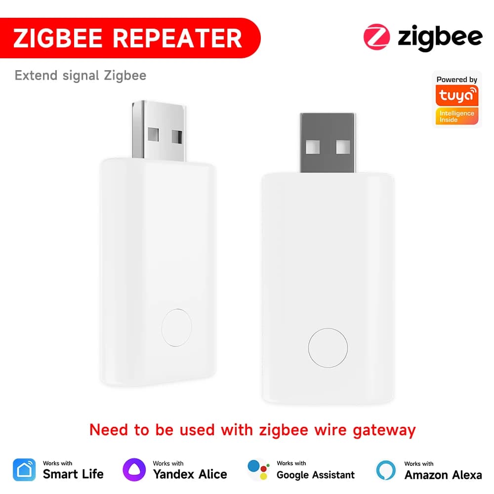 Ripetitore Tuya Smart Zigbee Prolunga segnale USB 300M per hub Smart Home | Funziona con Alexa, Google Assistant, l'app Smart Life