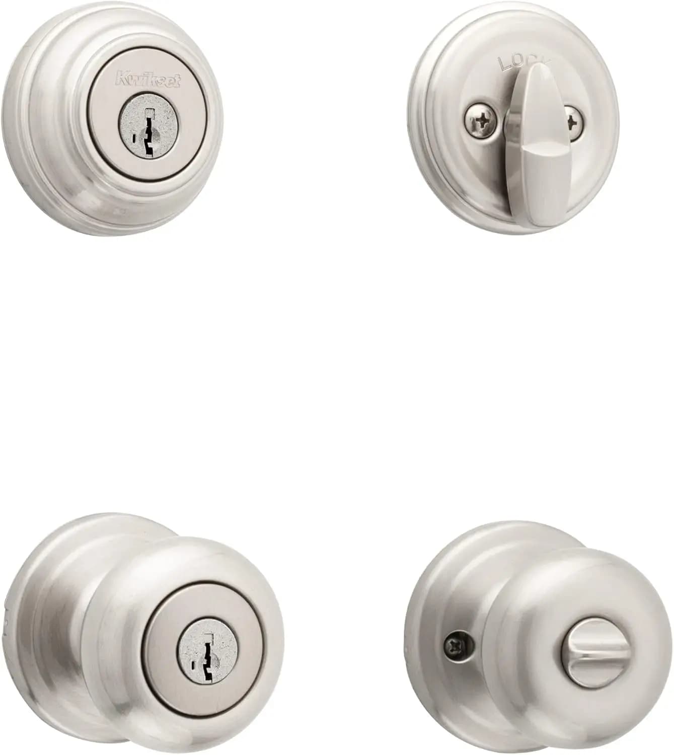 Maniglia e serratura per porta in nichel satinato con sicurezza SmartKey e protezione antimicrobica