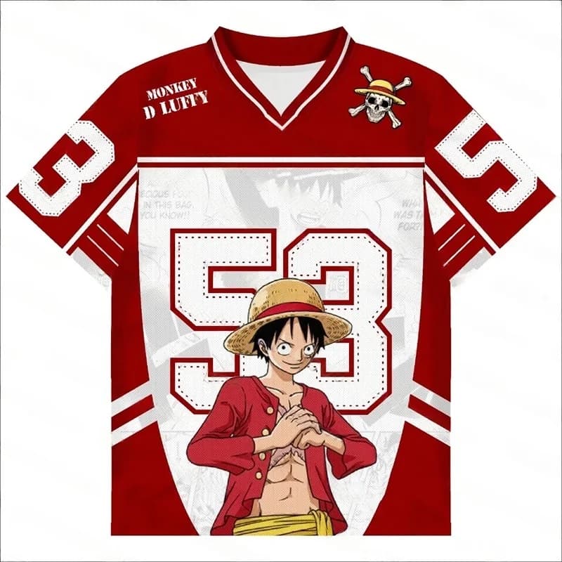 Maglia da Calcio Anime Giapponese 2026 One Piece Luffy Uomo/Donna Oversize Estiva Asciugatura Rapida Traspirante Sportiva Harajuku Cosplay T-shirt