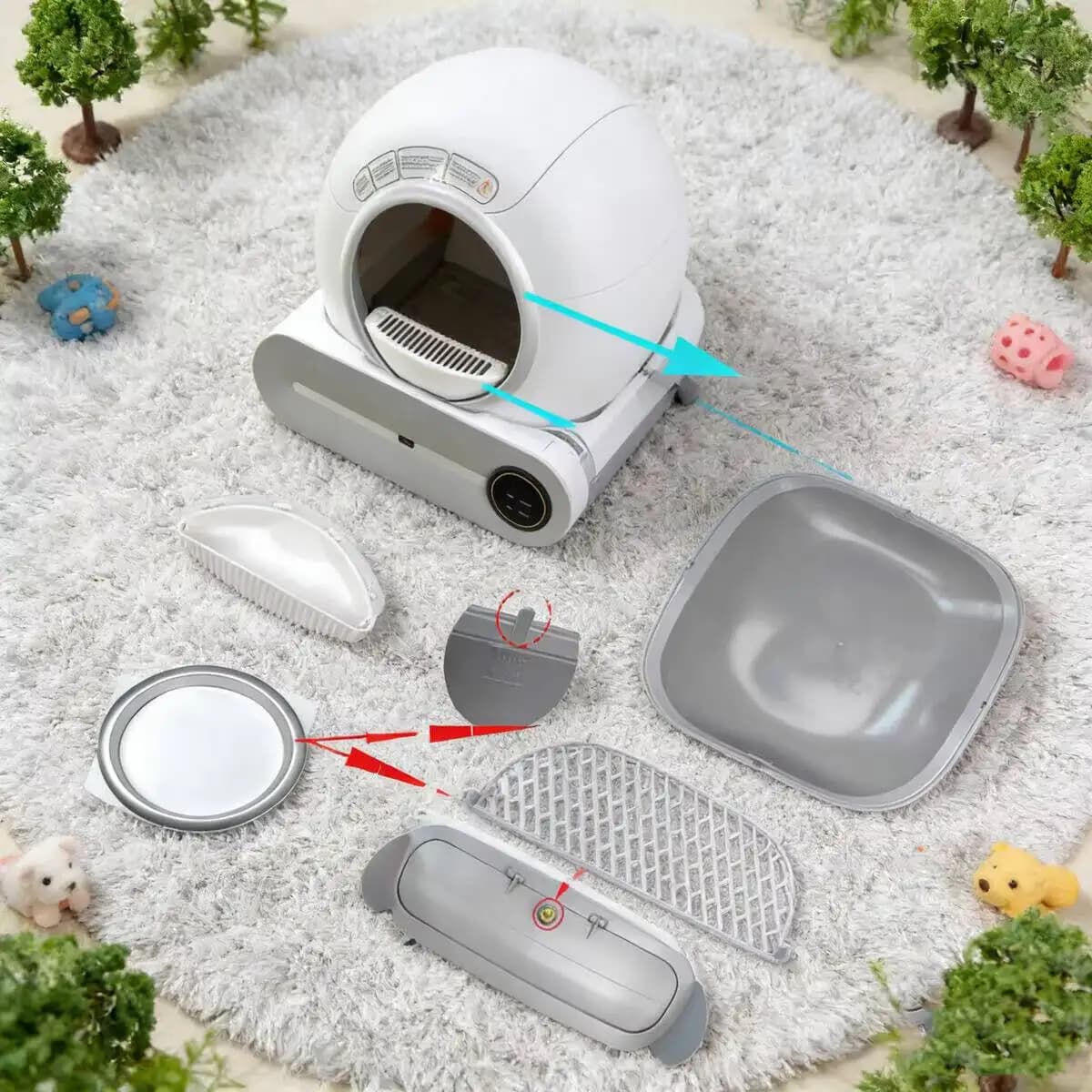 Accessori automatici Porta del bidone Raccolta di feci Capsula inferiore Sacchetto della spazzatura per lettiera per gatti