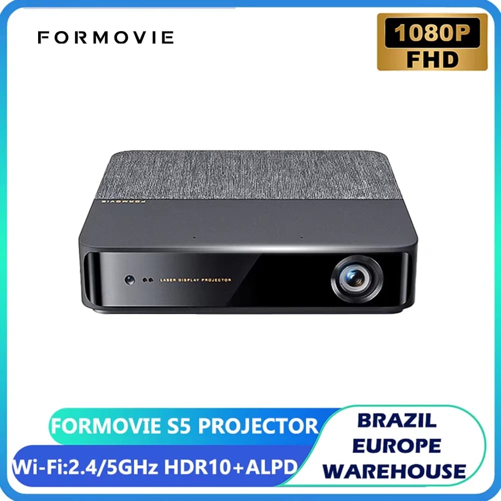 Proiettore laser mini portatile Formovie S5 Full HD per Home Theater 1100ANSI con correzione trapezoidale completa, Android, Wi-Fi, Beamer TV