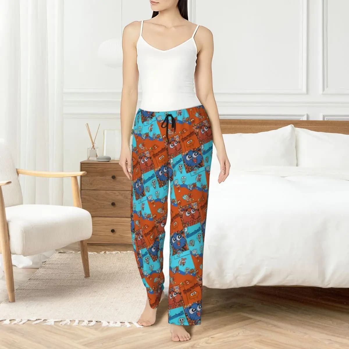 Pantaloni Pigiama Personalizzati 'Il Mondo Meraviglioso di Gumball' per Donne, Vita Elastica, Pantaloni da Notte con Tasche