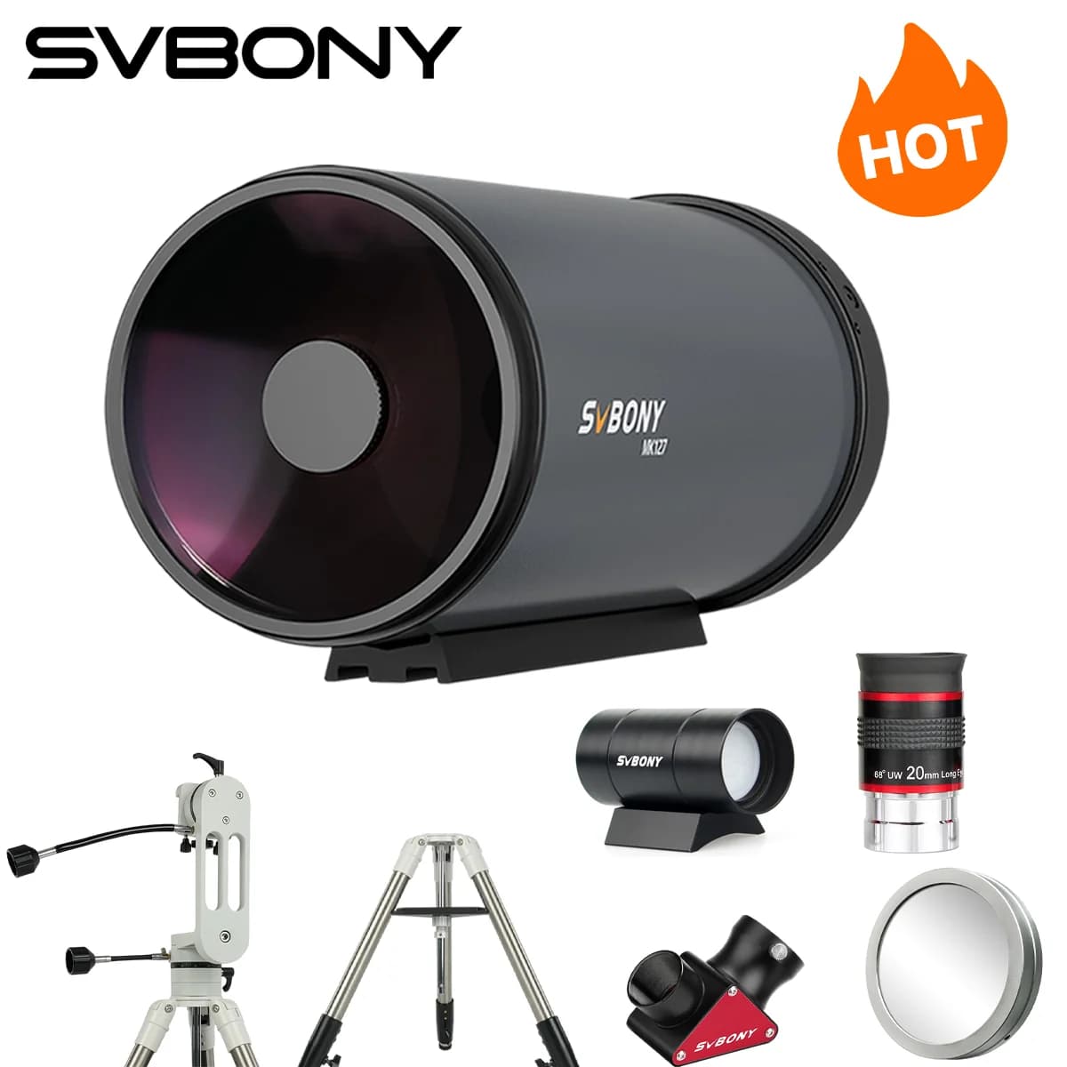 SVBONY MK127 Telescope Solar Eclipse Kit | Altazimuth Mount + Solar Filter for Astronomy & Solar Eclipse Observation