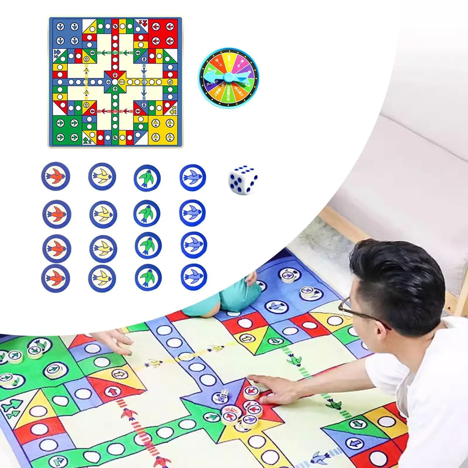 Tappeto da gioco per scacchi volanti, set di tappetini per scacchi striscianti con scacchi, tappeto da gioco per scacchi volanti da viaggio
