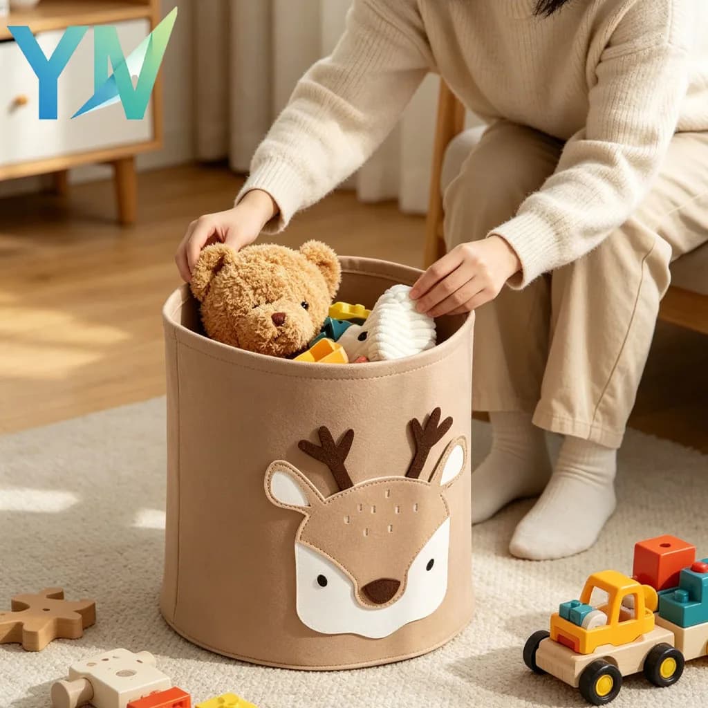 1-5 Pezzi Scatola Portaoggetti Pieghevole in Tessuto Spesso per Bambini, Cesto Portabiancheria, Contenitore Organizzatore Richiudibile per Camera da Letto e Soggiorno