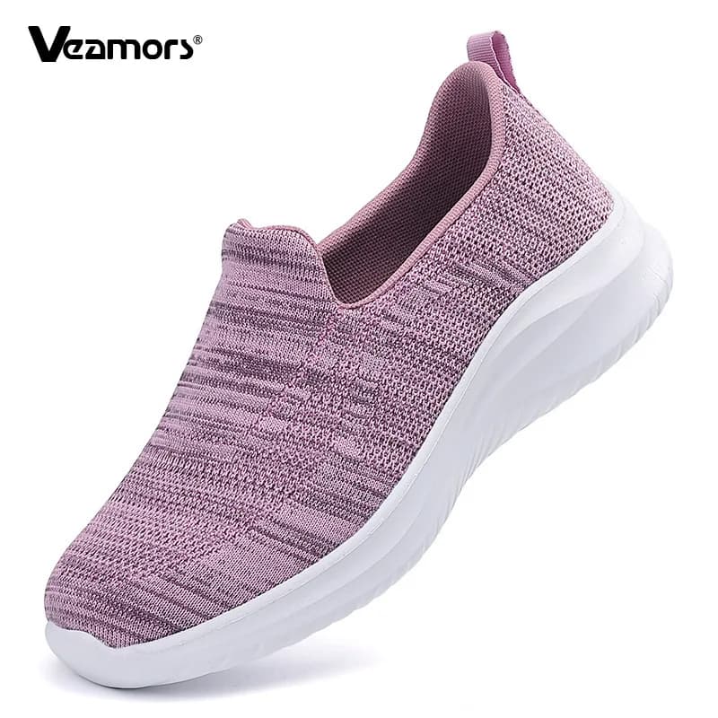 Mocassini in maglia da donna, traspiranti, leggeri, con suola morbida, slip-on, scarpe casual per lavoro e viaggi