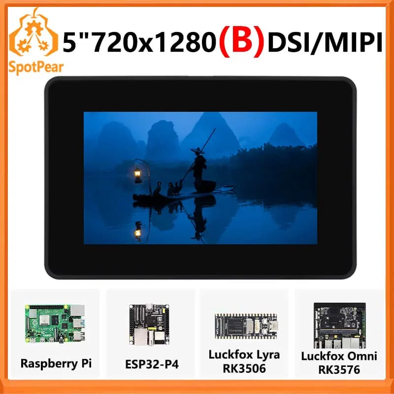 5 inch Touchscreen DSI MIPI (B) LCD display for Raspberry Pi, 5 inch 720x1280, compatible with Luckfox Lyra RK3506/ESP32-P4/Luckfox Omni3576