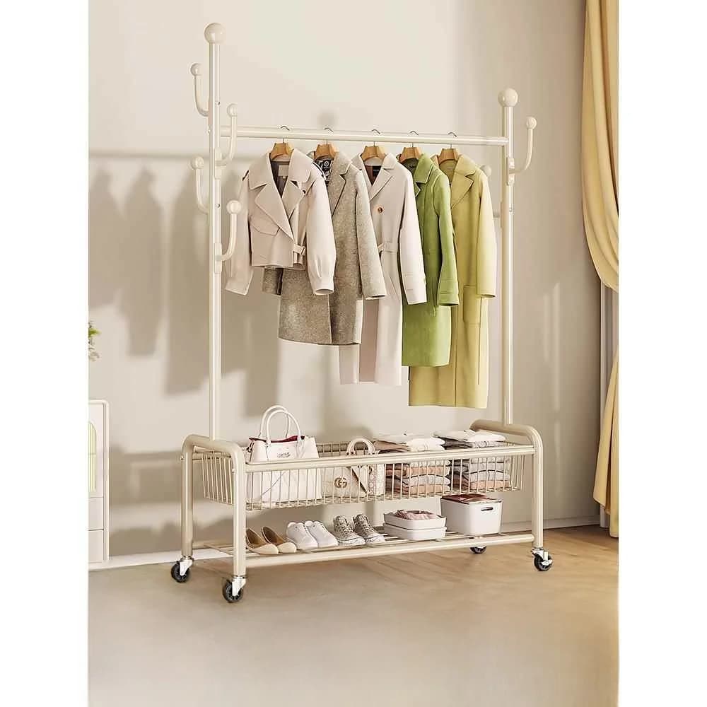 Simple and Mobile Interior Clothes rack, Balcony Self-supporting Clothes rack, Interior Clothes rack Easy to Fit, Bedroom Coat Stend, Utility