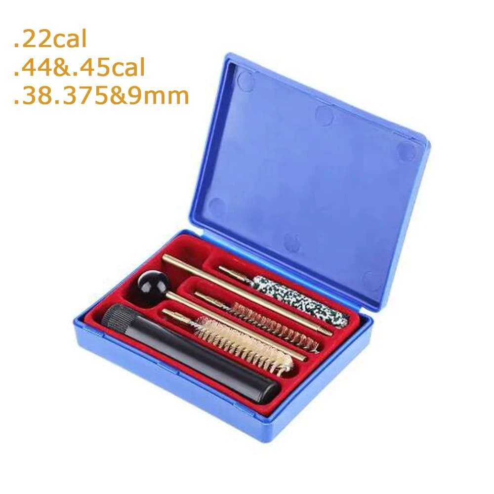 GUGULUZA 7Pcs Gun Cleaning Tool Kit Cal .38 .357 9mm .22 cal .44 - .45cal Pistol Dauber Solvent Holder Rod Wool Brass Mop Brush