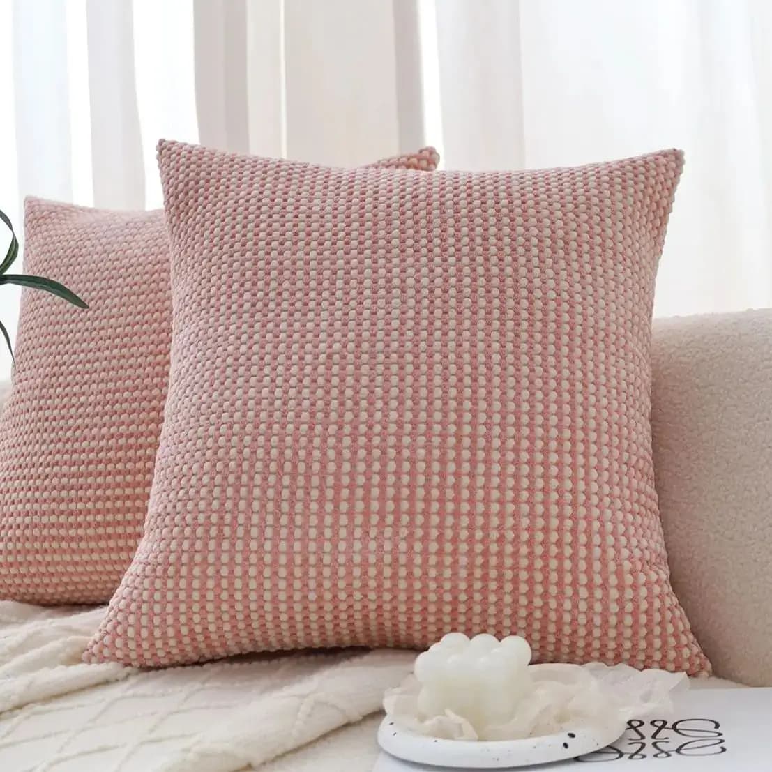 Velvet soft cushion cover in pink-white square 45x45cm pillowcase for living room cushion lining Funda Cojin home decoration