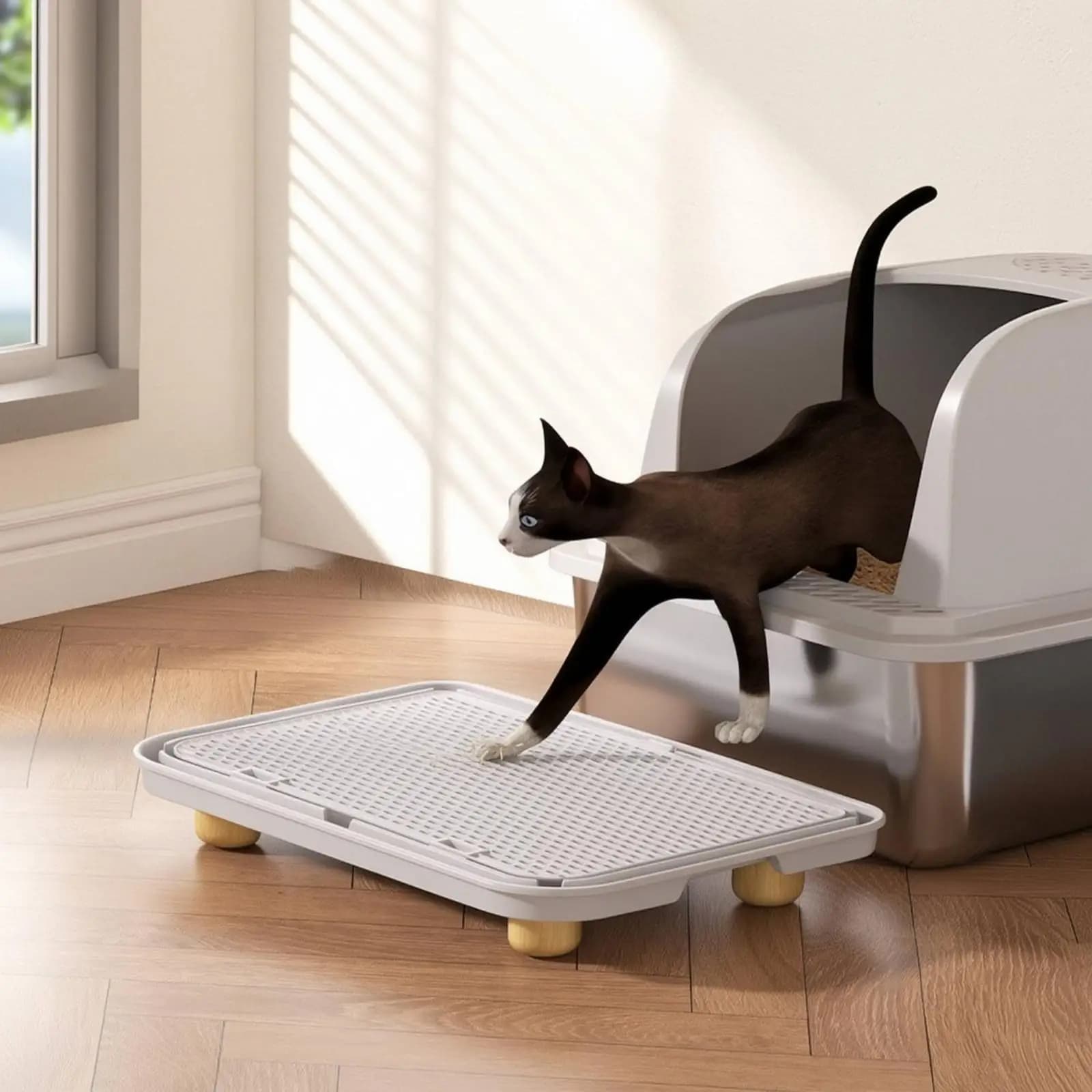 Litter Catching Board Gentle on Paws Litter Box Entry Mat Non-Slip for Apartment