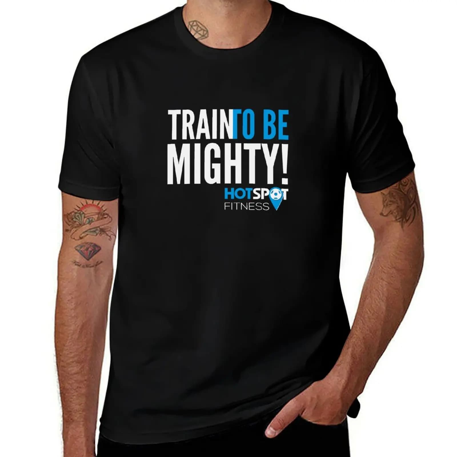 T-shirt con slogan Train to be MIGHTY, maglietta casual in tinta unita