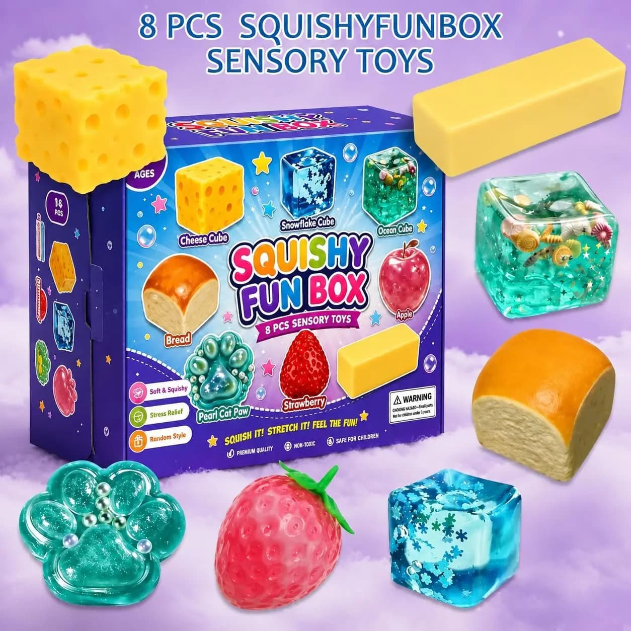 8-piece Set Mystery Box, Blind Box Malt Sugar, Creative Slow-return Squishy, Party Gift, 8 Stress Relief