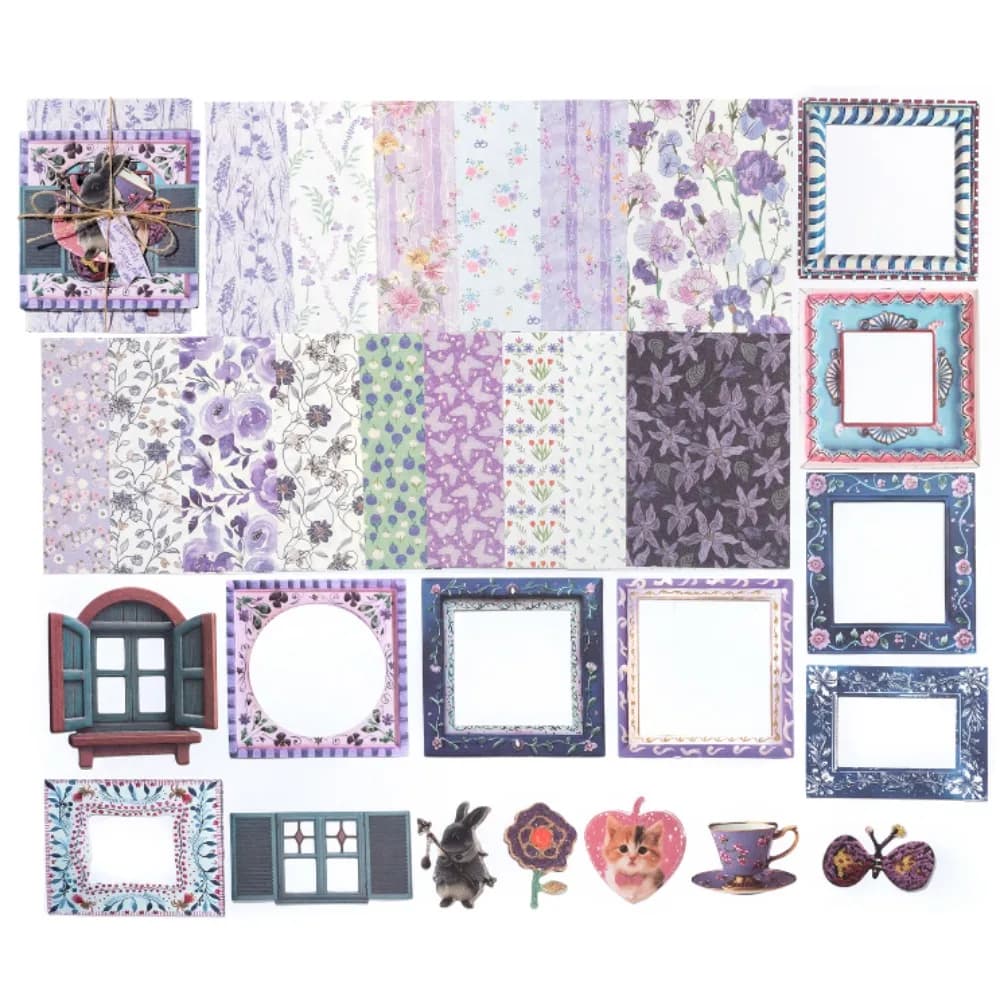 45PCS Garden Post Office Series Handmade Paper Floral Hollow Embossed Scrapbooking Paper Gift DIY Light Paper Kit