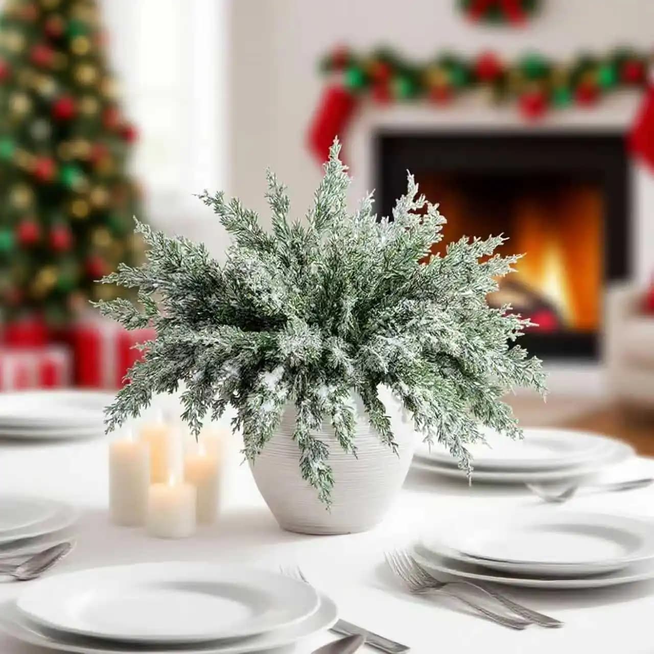2/4 Pcs Artificial Plants Tarzon Leaves Christmas Tree Party Home Table Vase Wreaths Decoration Outdoor Garden Wedding DIY Gifts