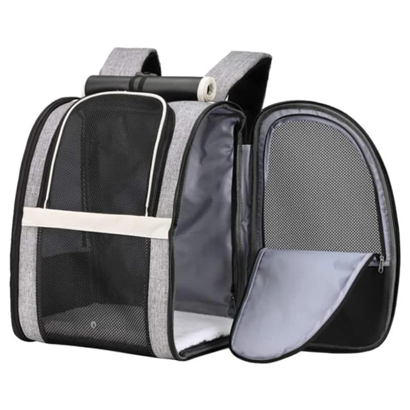 Zaino porta animali durevole con tende parasole Rete in PVC per cani e gatti Fino a 13 libbre Cuscinetto rimovibile antigraffio