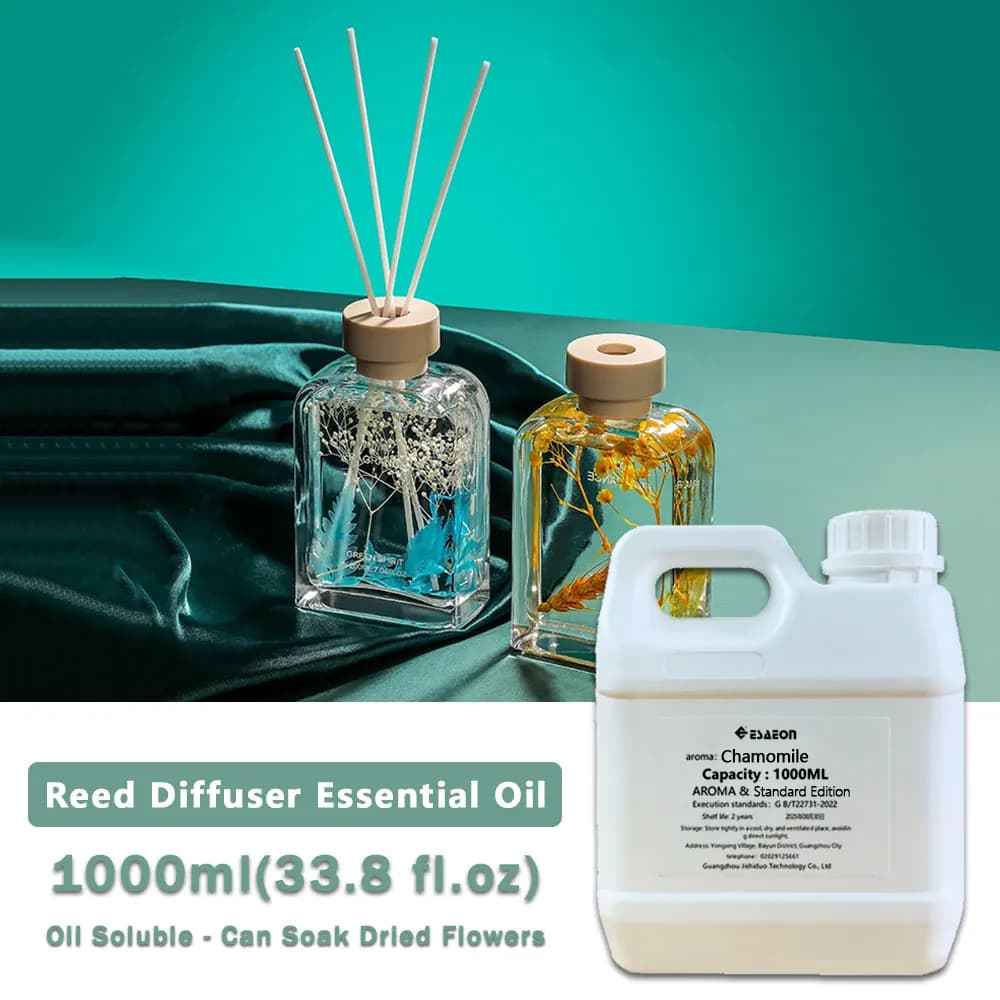 ESAEON 1000ml (33.8 fl.oz) Oli Essenziali di Camomilla/Freesia - Per Diffusori a Bastoncino e Aromaterapia Senza Fiamma per Hotel/Club/Bagno/Ufficio