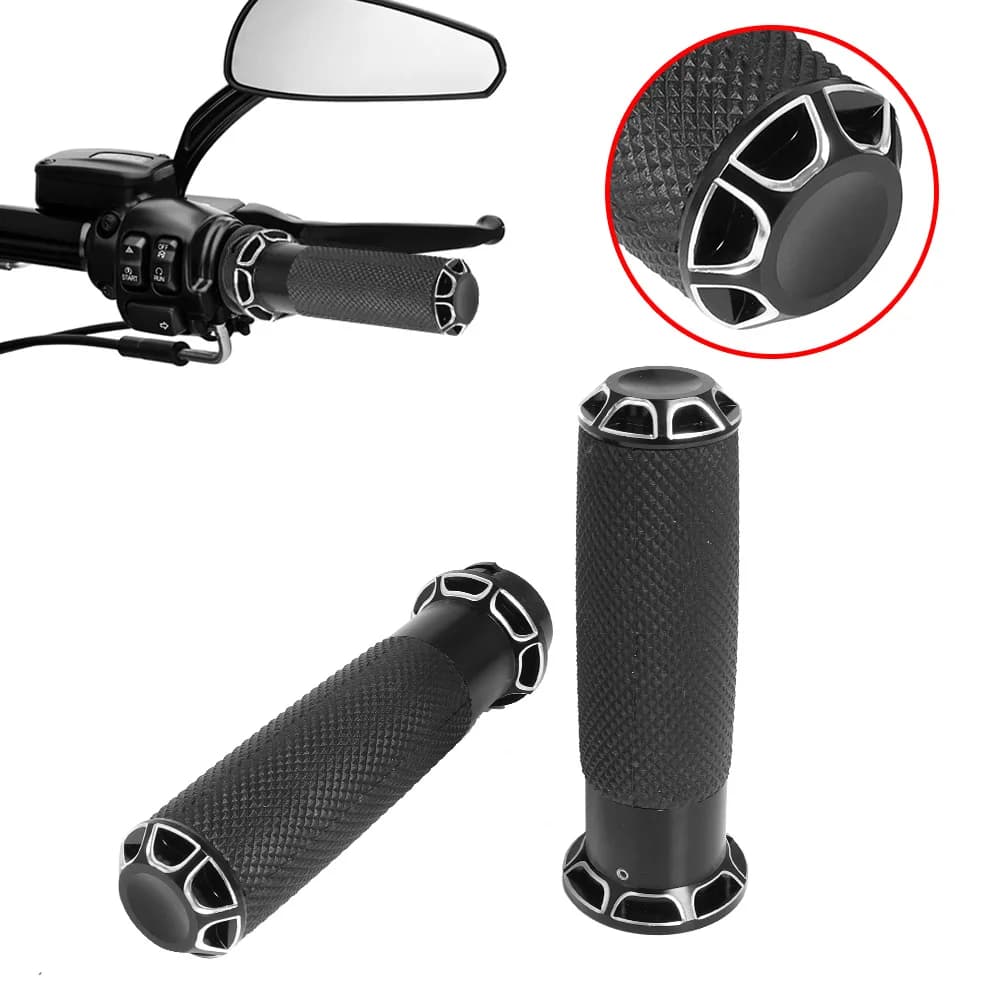 Adatto per manopole moto Harley Dyna Sportster da 25 mm, impugnatura in lega di alluminio, guanti antiscivolo modificati.