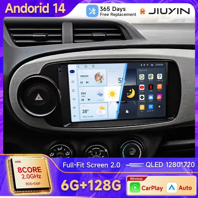 Android 13 Carplay Autoradio Per Toyota Yaris 2012 2013 2014 2015 2016 2017 Navigazione GPS Lettore Multimediale stereo wifi BT Auto