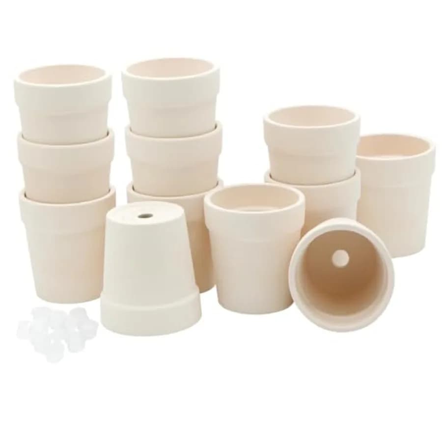 Vasi in Ceramica con Fori di Drenaggio, 8 cm, Confezione da 12, Piccoli Vasi da Giardino in Argilla per Piante Grasse, Cactus, Piante, Fai da Te