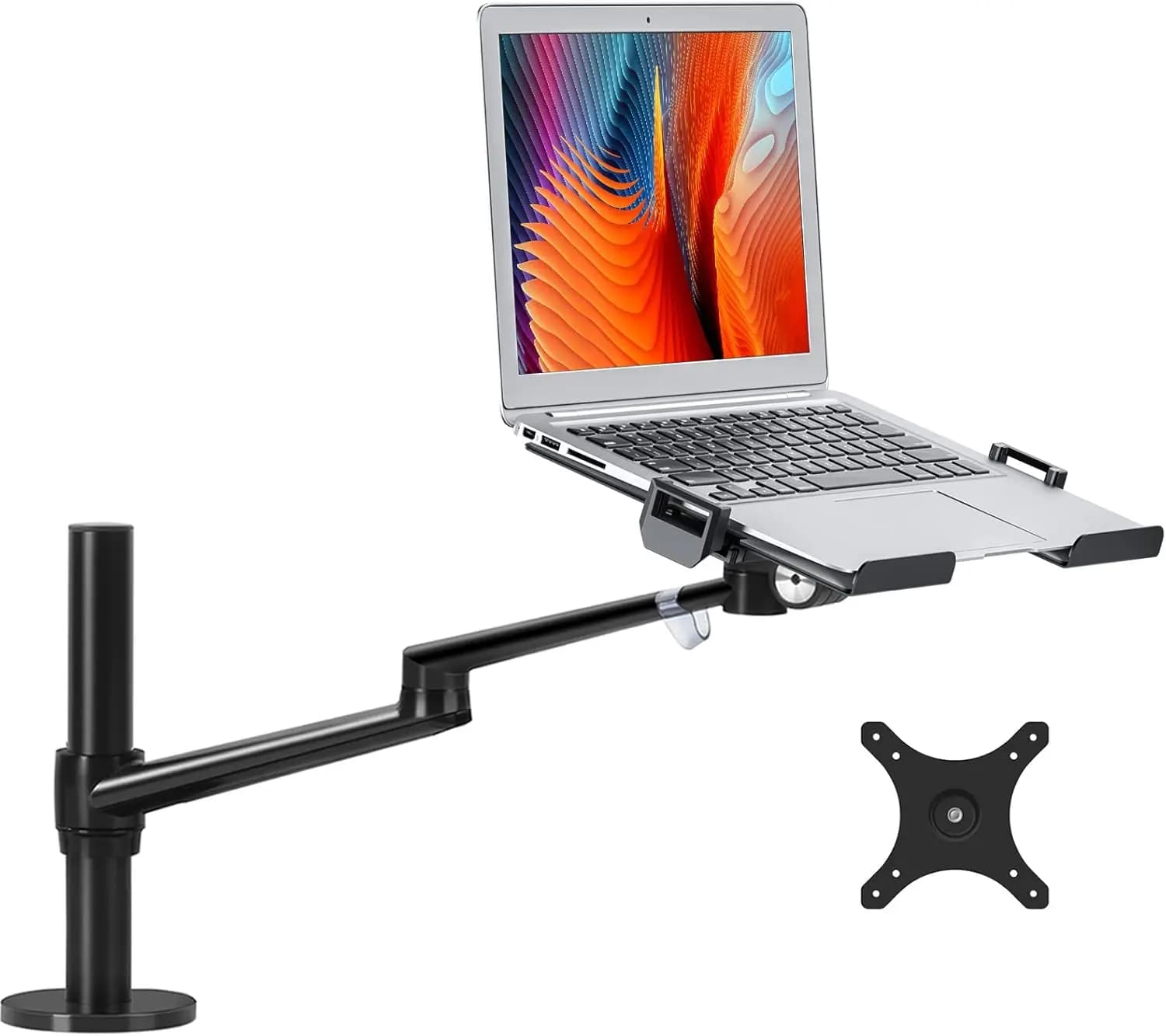 Supporto Regolabile per Laptop e Monitor, per Laptop 12-17", Monitor 17-32", Braccio Singolo ad Altezza Regolabile