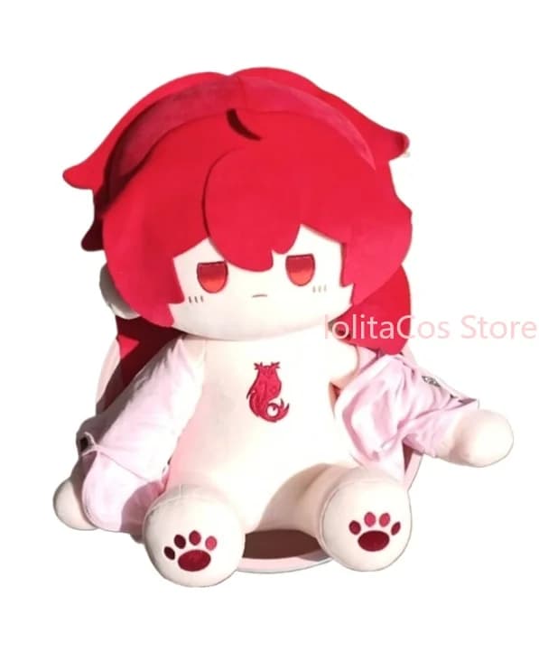 Peluche Anime Genshin Impact Diluc da 40 cm, Bambola Seduta, Giocattolo Cosplay, Cuscino Kawaii, Regalo per Ragazze, Figura in Cotone, Compleanno