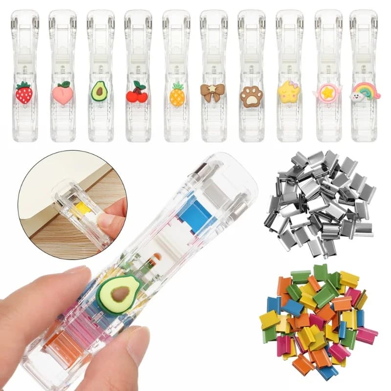 Nuovo Push Clip Cucitrice Graffetta Raccoglitore Push Morsetto Dispenser di nastro Graffette Forniture per ufficio Set Forniture per desktop