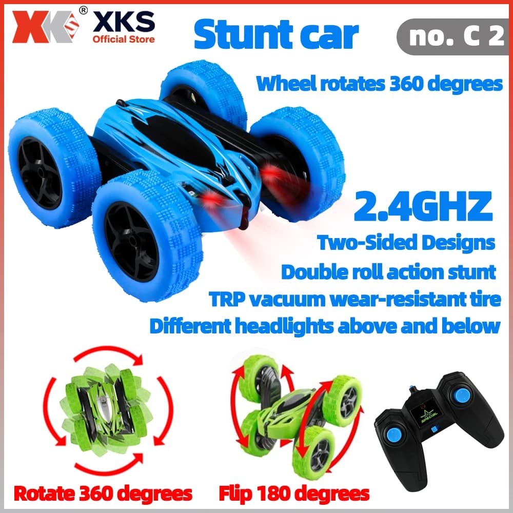 Auto radiocomandata XKS JJRC C2 1/24, auto acrobatica con telecomando 2.4g, rotazione a 360 gradi, ribaltamento su due lati, drift, auto giocattolo, regalo per ragazzi