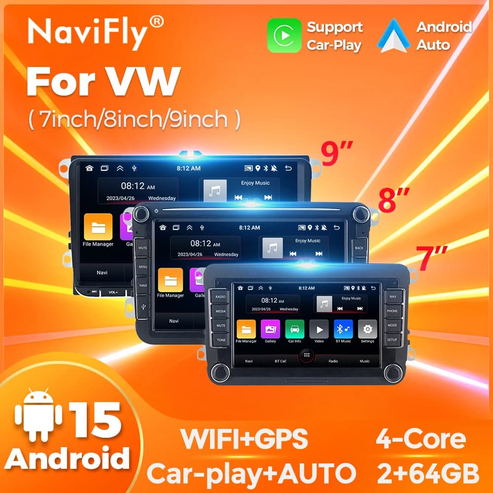 Autoradio Android con GPS, CarPlay, stereo e lettore multimediale, adatto per General Motors, VW AMAROK, PASSAT B7, B6, GOLF 6, accessori auto
