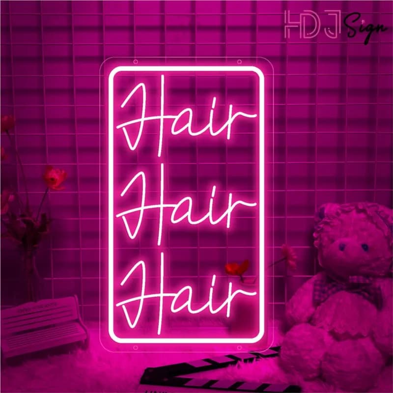 Capelli Camera Insegna al neon Regalo Personalizzato Incisione 3D Luce a LED Decorazione della parete della stanza di bellezza per ciglia Negozio di unghie Camera da letto