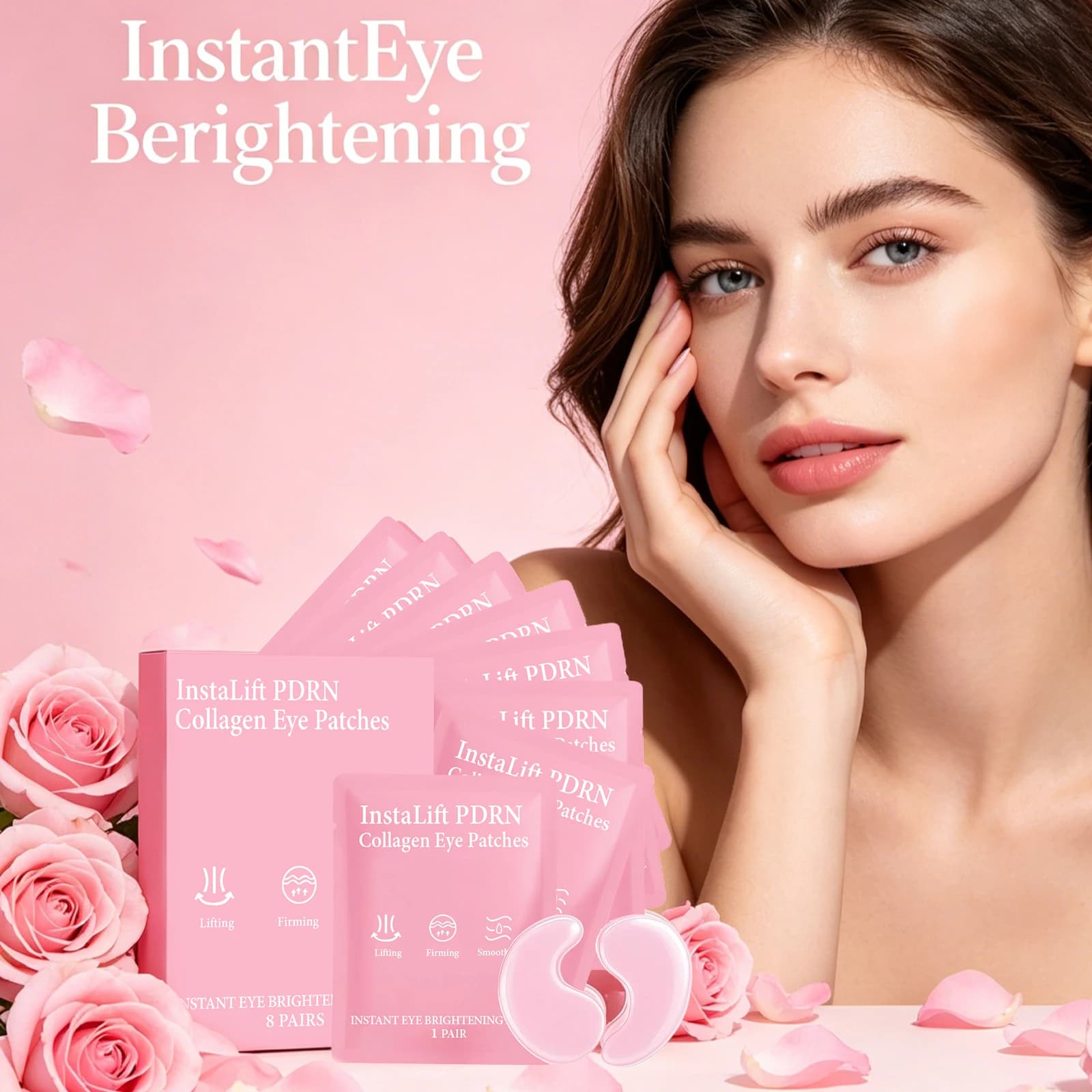Instant Lift PDRN Collagen Eye Patches Anti Dark Circles Improve Eye Bags Anti Wrinkles Hydrogel Under Eye Mask With Niacinamide