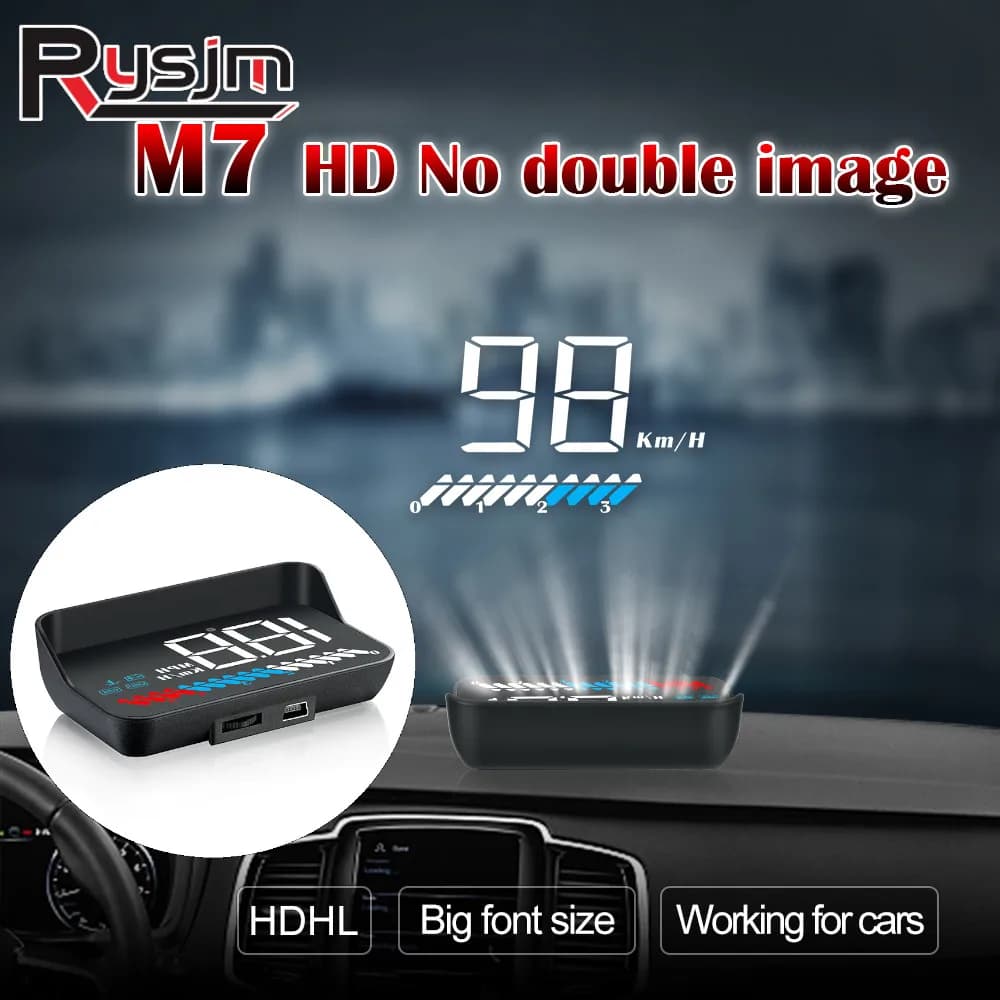 Auto HUD M7 OBD + GPS Doppio Sistema Head Up Display GPS Tachimetro Parabrezza Proiettore Computer di Bordo RPM Allarme di Tensione Personalizzato