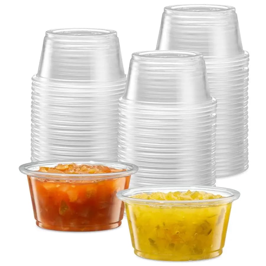 oz 200 bicchierini monouso trasparenti in plastica senza coperchio, piccoli contenitori mini per il controllo delle porzioni, shot di gelatina, preparazione dei pasti, ecc.