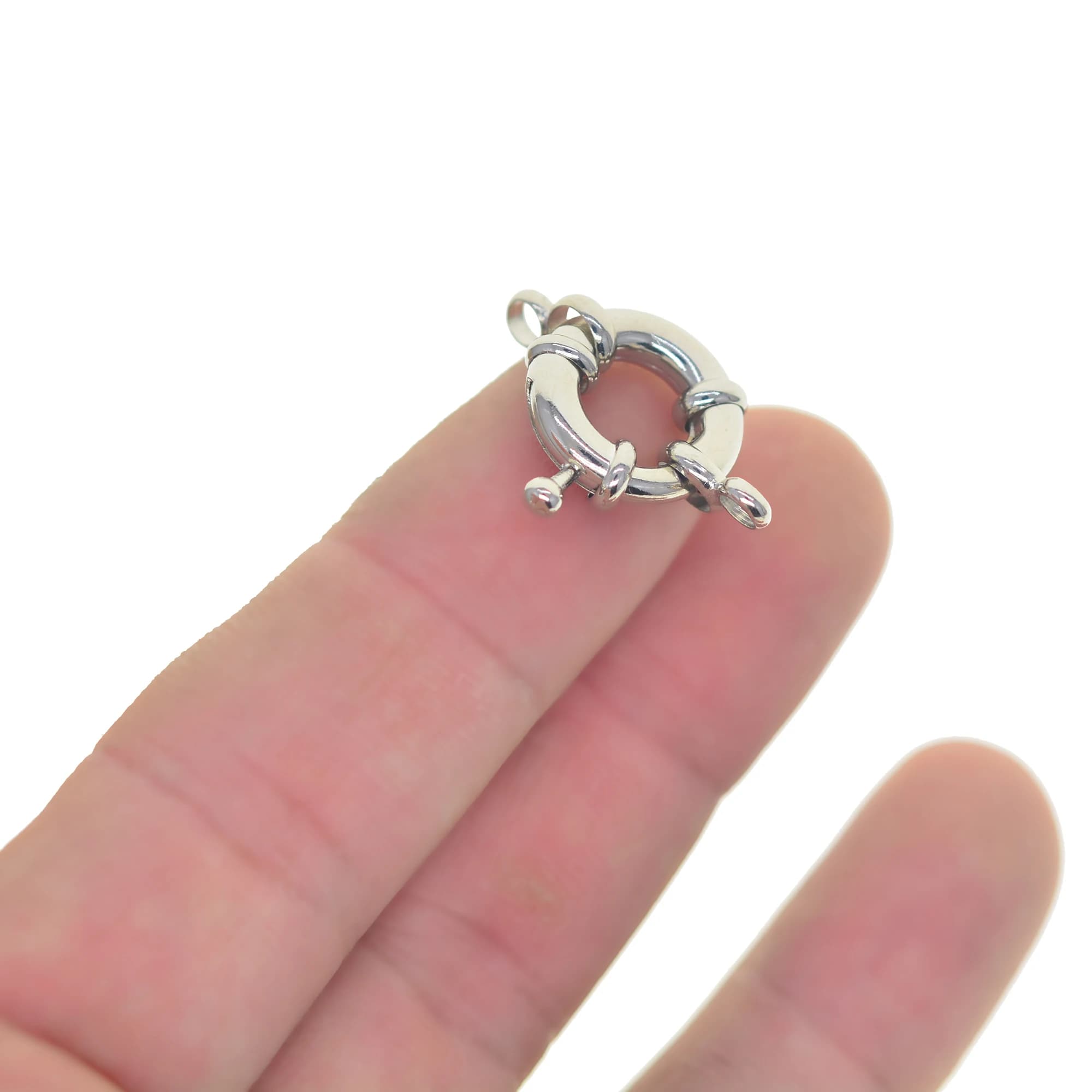 6 pz argento placcato ottone piccola corea 15mm 0.6 pollici cerchio rotondo bullone chiusura a molla figura 8 connettore catena collana di perle