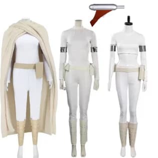 Padme Costume Cosplay Amidala White Dresses Mantle Belt Women's Superhero Halloween Carnival Party Clothing