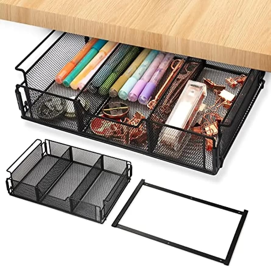 Sotto la scrivania Organizer per cassetti estraibile accessori per cassetti da scrivania e organizzatori per spazio di lavoro, Organizer per Desktop nascosto