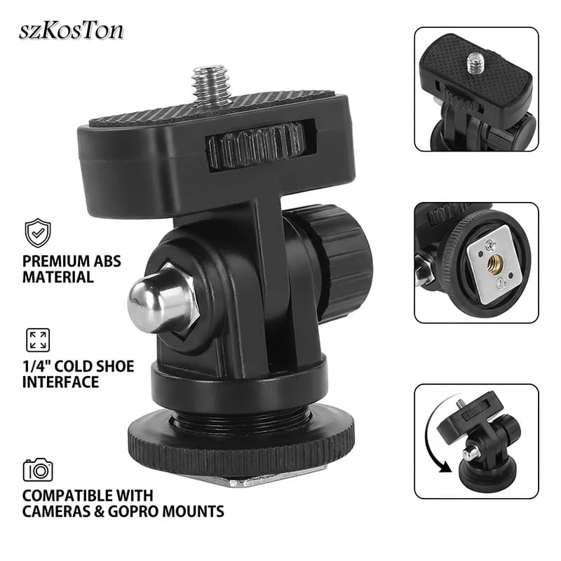 Adattatore per fotocamera con attacco a slitta calda, supporto per telefono, clip, monitor, treppiede flessibile per iPhone, Samsung, Canon, Nikon, Sony, fotocamere DSLR