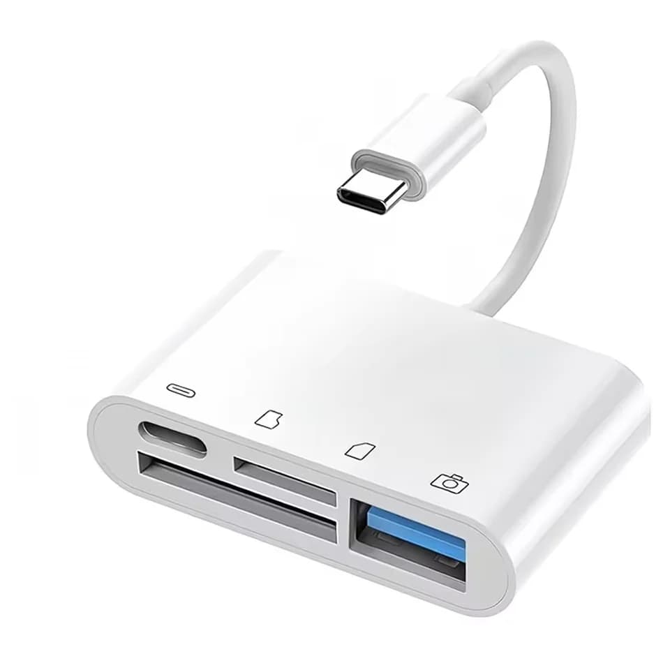 4-in-1 USB Type-C OTG Card Reader, SD/TF Memory Adapter, Plug & Play Photo Transfer for iPhone for Samsung for Huawei Laptop